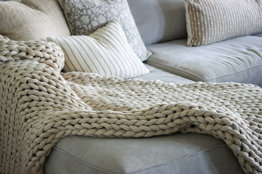 Soft blanket over a sofa