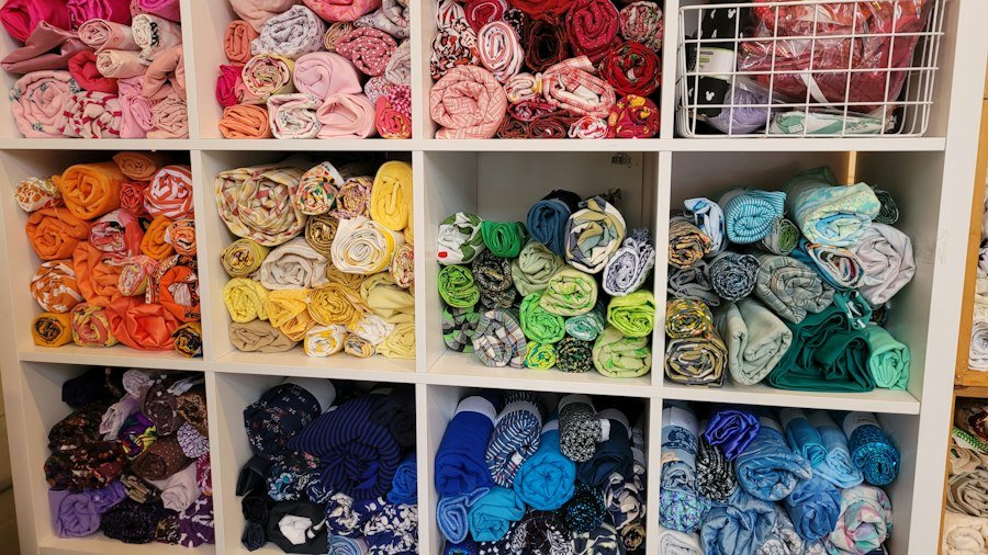 Shelf of colourful stoles